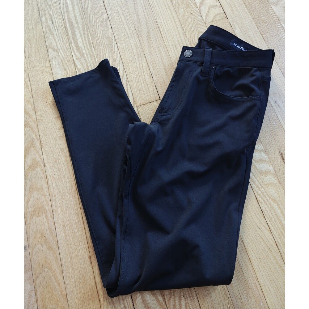 BONOBOS Men's Athletic Fit Chino Pants Black 28x32 Stretch Casual Flat Front